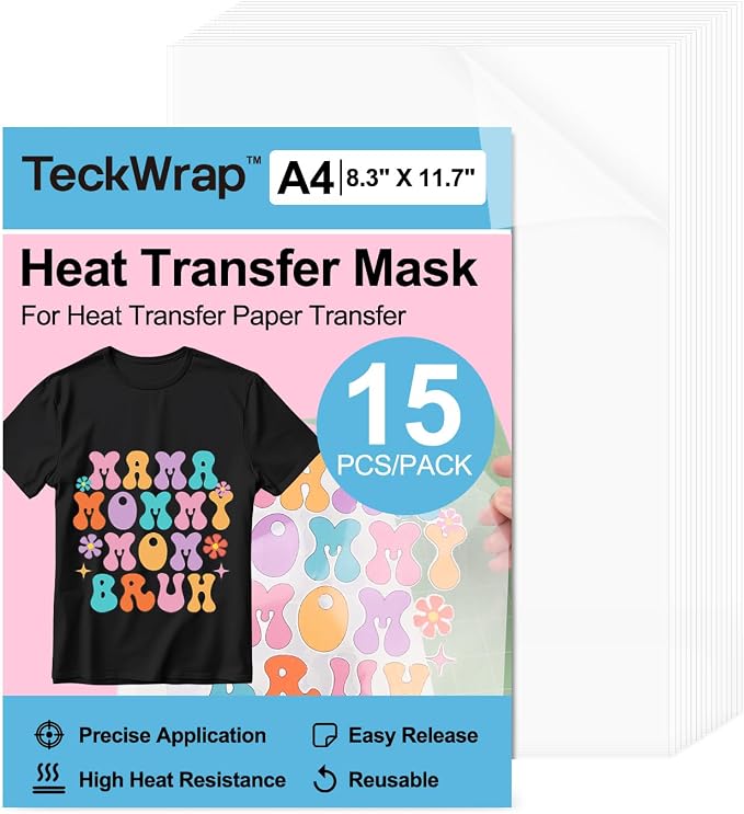 TECKWRAP Heat Transfer Mask for Heat Transfer Paper for T-Shirts 15PCS by TECKWRAP