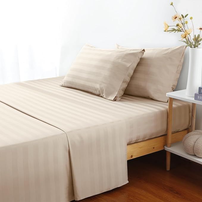 Flat Sheet Only Cal King Size, 400 TC 100% Egyptian Cotton Flat Sheet Striped - Image 5