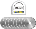 SOMOLUX Rotary Cutter Blades 45mm 10 Pack Refill Fits OLFA, Truecut Replacement by SOMOLUX