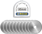 SOMOLUX Rotary Cutter Blades 45mm 10 Pack Refill Fits OLFA, Truecut Replacement by SOMOLUX