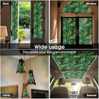 Green Leaf Forest Tree Blue Stained Glass Window Films Decorative Double-Side - Image 5