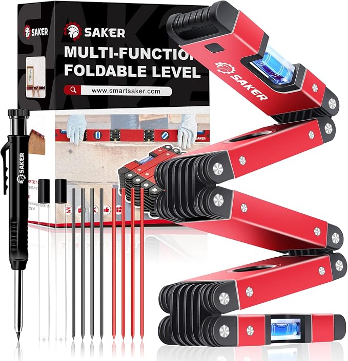 Saker Multi-Function Foldable Level and Deep Hole Pencil Set, Gifts by Saker