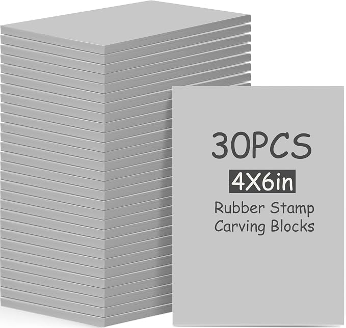 Frienda 30 Pack 4"x6" Rubber Carving Blocks Rubber Stamp Carving Linoleum Blocks by Frienda