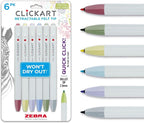 Zebra Pen CLiCKART Retractable Felt Tip Pen, Pastel Colors, 0.6mm Fine Point by ZebraPen