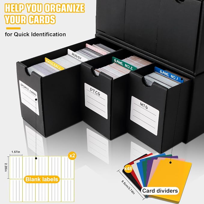 Trading Card Storage Box, Includes 12-600 CT Boxes & 48 Card Dividers, 12000+ - Image 3