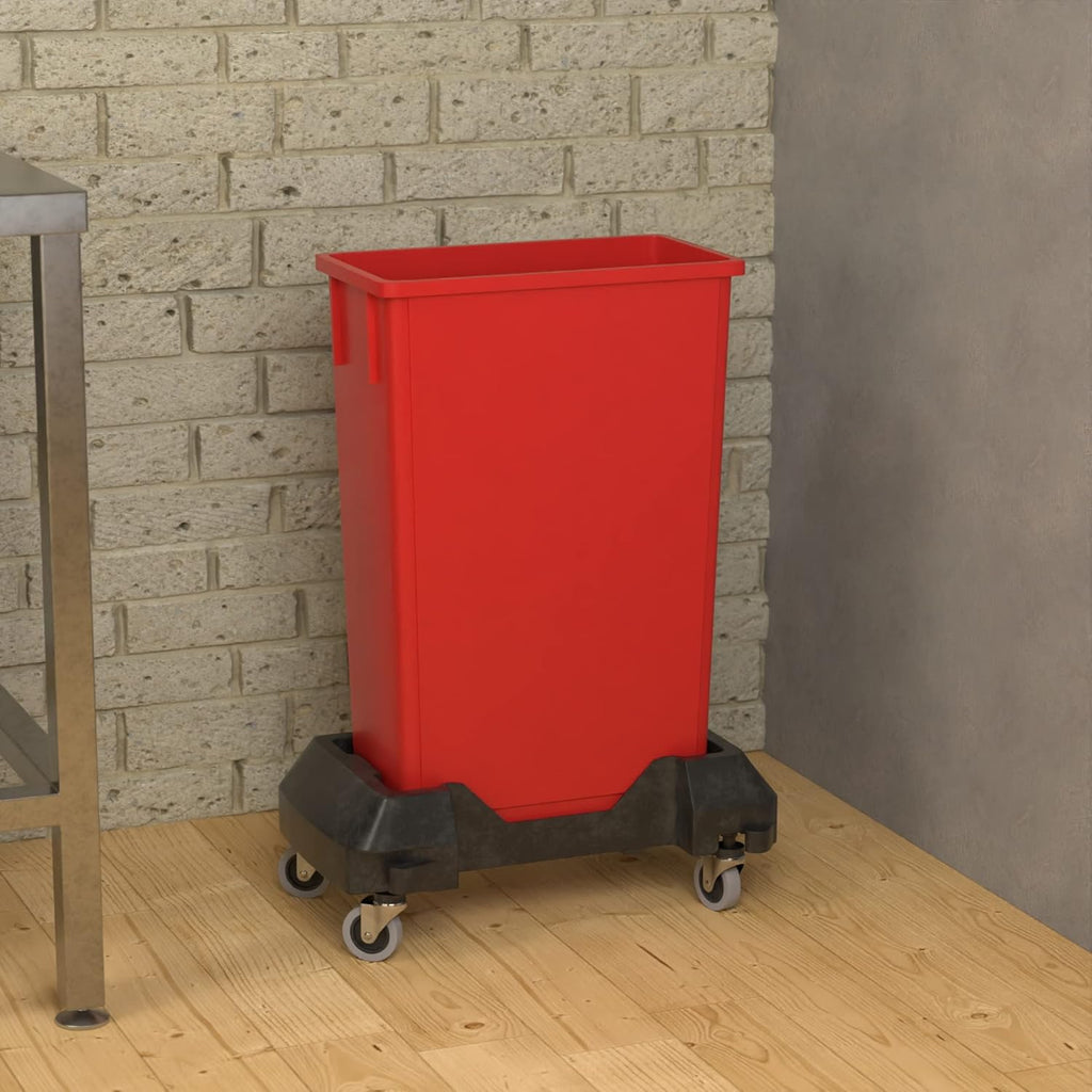 23 Gallon Red Slim Jim Trash Can with Dolly