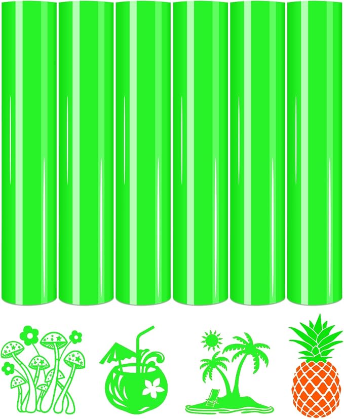 Tintnut Lime Green Neon Heat Transfer Vinyl-6 Pcs 12x10in Iron on Vinyl | by Tintnut