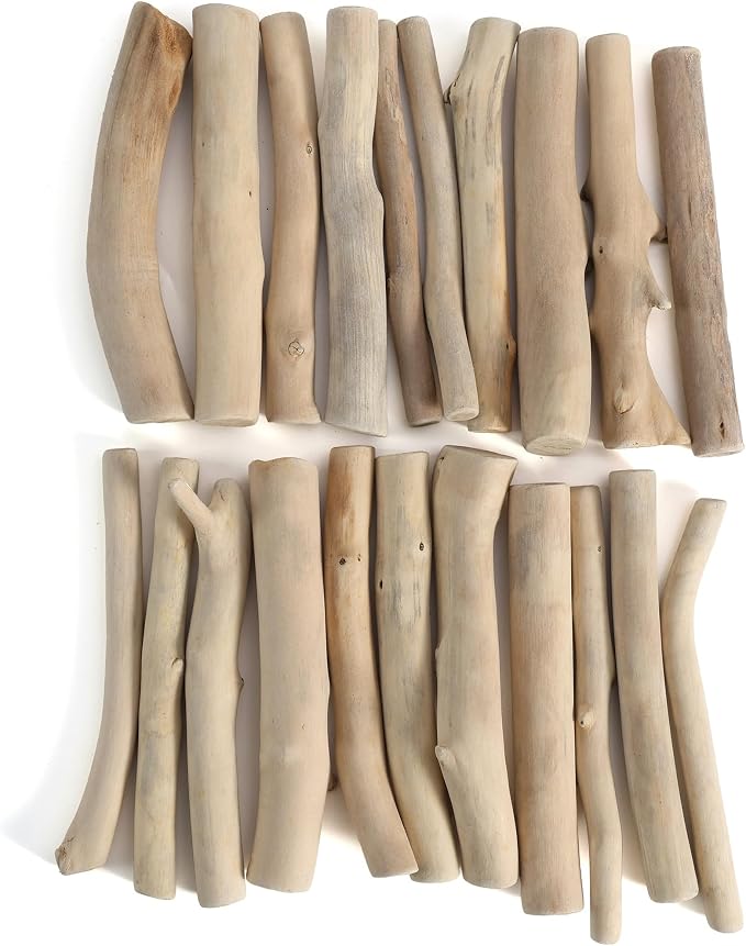 Driftwood for Crafts, 4.7 Inch Long 0.4-0.8 Inch in Diameter Driftwood Sticks by Byher