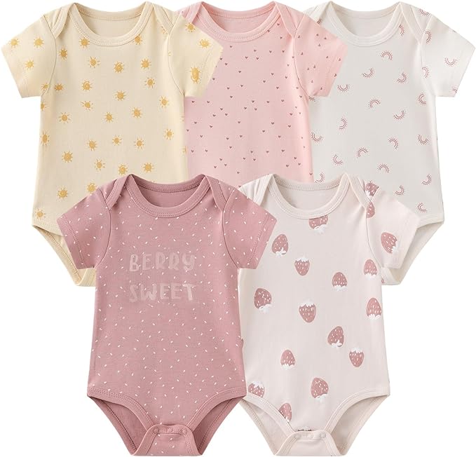 Fashion Unisex baby Boy Girl Bodysuits 5-Pack Casual Cotton Soft Infants Outfit New born Clothes