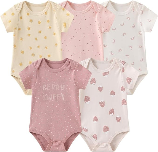 Fashion Unisex baby Boy Girl Bodysuits 5-Pack Casual Cotton Soft Infants Outfit New born Clothes