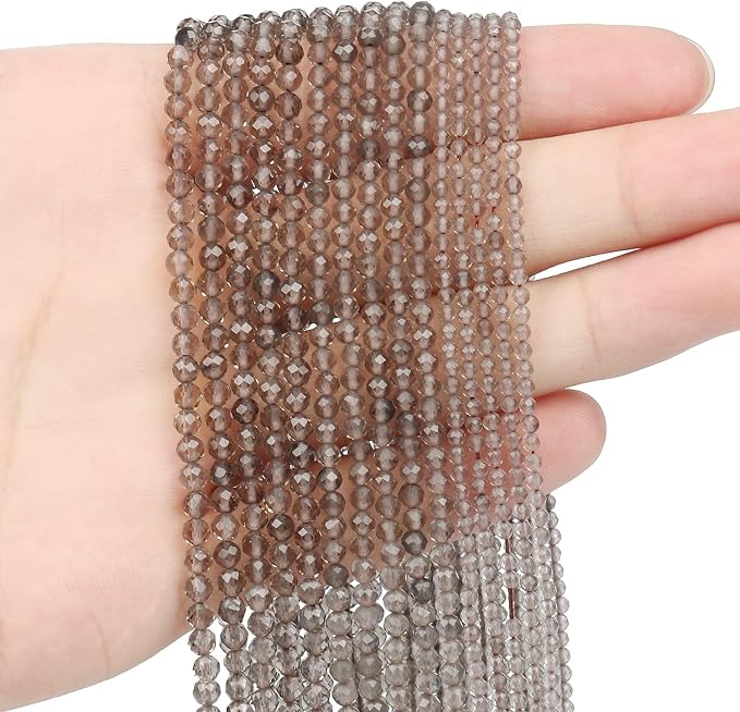3mm 120pcs Smoky Quartz Tiny Gemstone Beads - Image 2