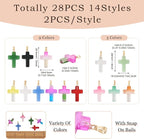 Cheriswelry 28Pcs Cross Glass Pendants Colorful Cross Religious Dangle Charms - Image 2
