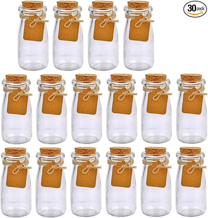 30Pcs Small Glass Jars with Cork Lids, 3.4oz Mini Potion Bottles | 100ml Small by Brajttt