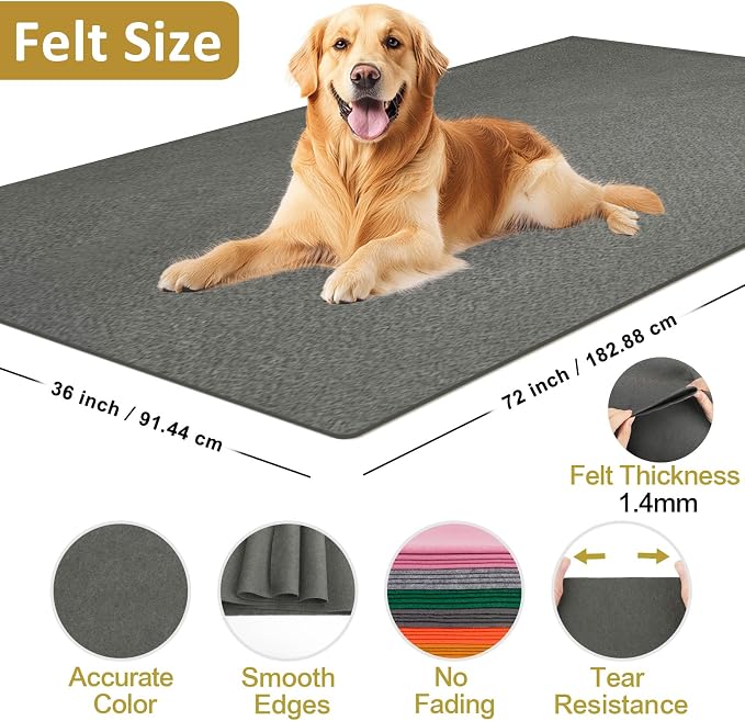 XSEINO Dark Gray Large Felt Fabric 72" X 36 ", 1.4 mm Thick Soft Felt Fabric - Image 2