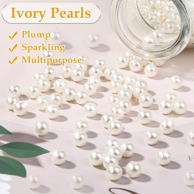 Pearl Beads for Craft, Anezus 500pcs Ivory Faux Fake Pearls, 10 MM Small Sew on - Image 5