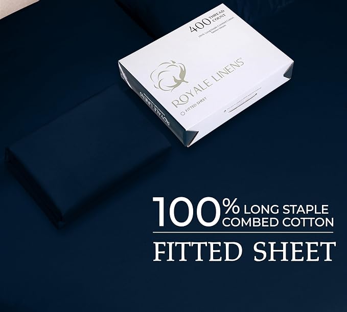 Royale Linens 400 Thread Count 100% American Grown Cotton Fitted Sheet Full Size - Image 9