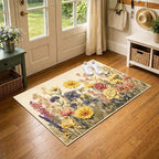 Vintage Floral Faux Cashmere Non-Slip Rug, 15.7 x 23.6 Inches, Cream Botanical - Image 3