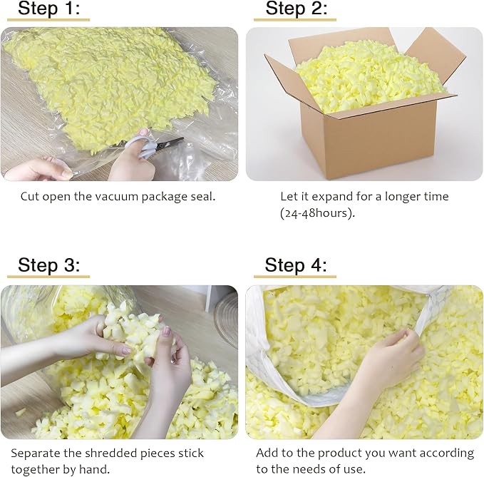 Bean Bag Filler: High-Density Ergonomic 10lbs Shredded Memory Foam Filling - Image 4