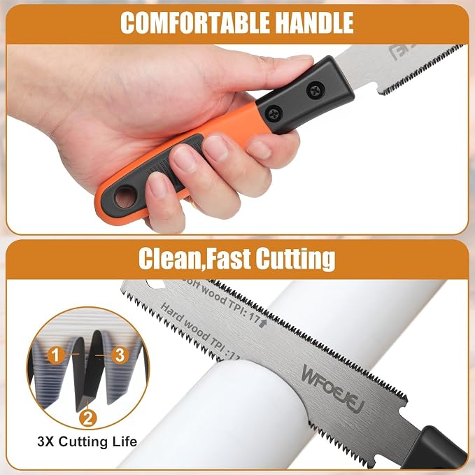 WFOEJEJ Japanese Hand Saw, 6-Inch Double-Edge Pull Saw, SK5 Flexible Blade - Image 5