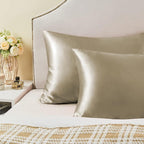 BEDELITE Satin Pillowcase with Zipper 2 Pack, Taupe Pillow Cases Standard Size - Image 6