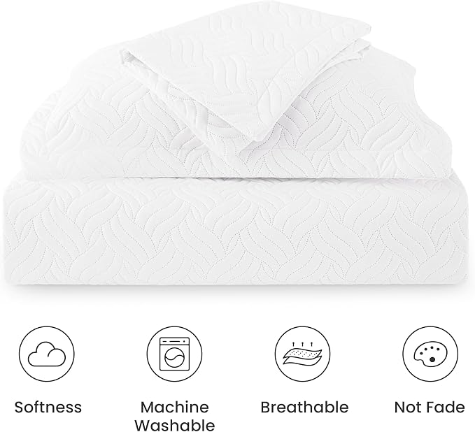 Love's cabin California King Size Quilt Bedding Set White Bedspread - Image 7