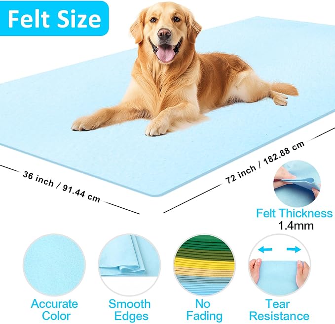 XSEINO Baby Blue Large Felt Fabric 72" X 36 ", 1.4 mm Thick Soft Felt Fabric - Image 2