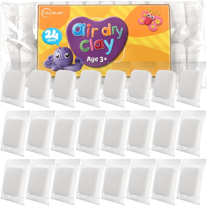 CALPALMY Air Dry Clay, Bulk 24-Pack White Moldable Foam Clay, Airdry Soft Clay by CalPalmy
