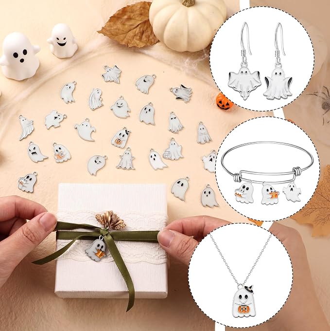 100 Pcs Halloween Ghost Charms Glow in the Dark Halloween Alloy Charms Ghost - Image 3