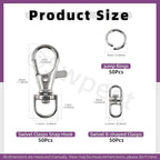Swpeet Assorted 150Pcs Silver Keychain Making Kit, Swivel Trigger Hook - Image 2
