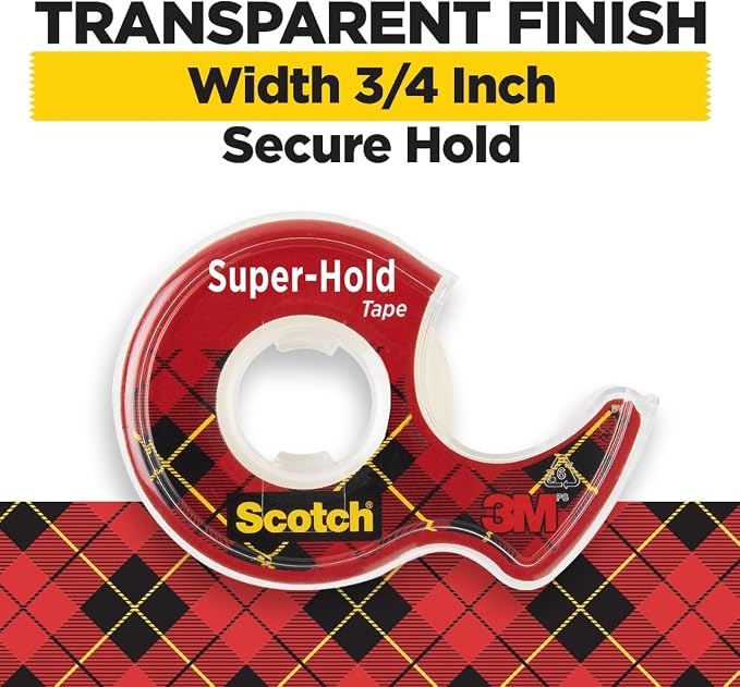 Scotch Super-Hold Tape, 2 Rolls, 3/4 x 600 Inches, Dispensered | Transparent - Image 2