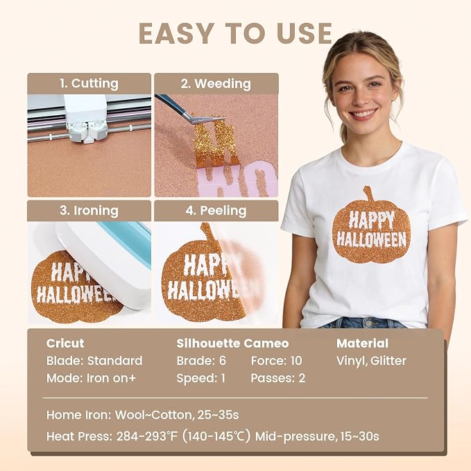 Bronze Glitter HTV Heat Transfer Vinyl - Image 2