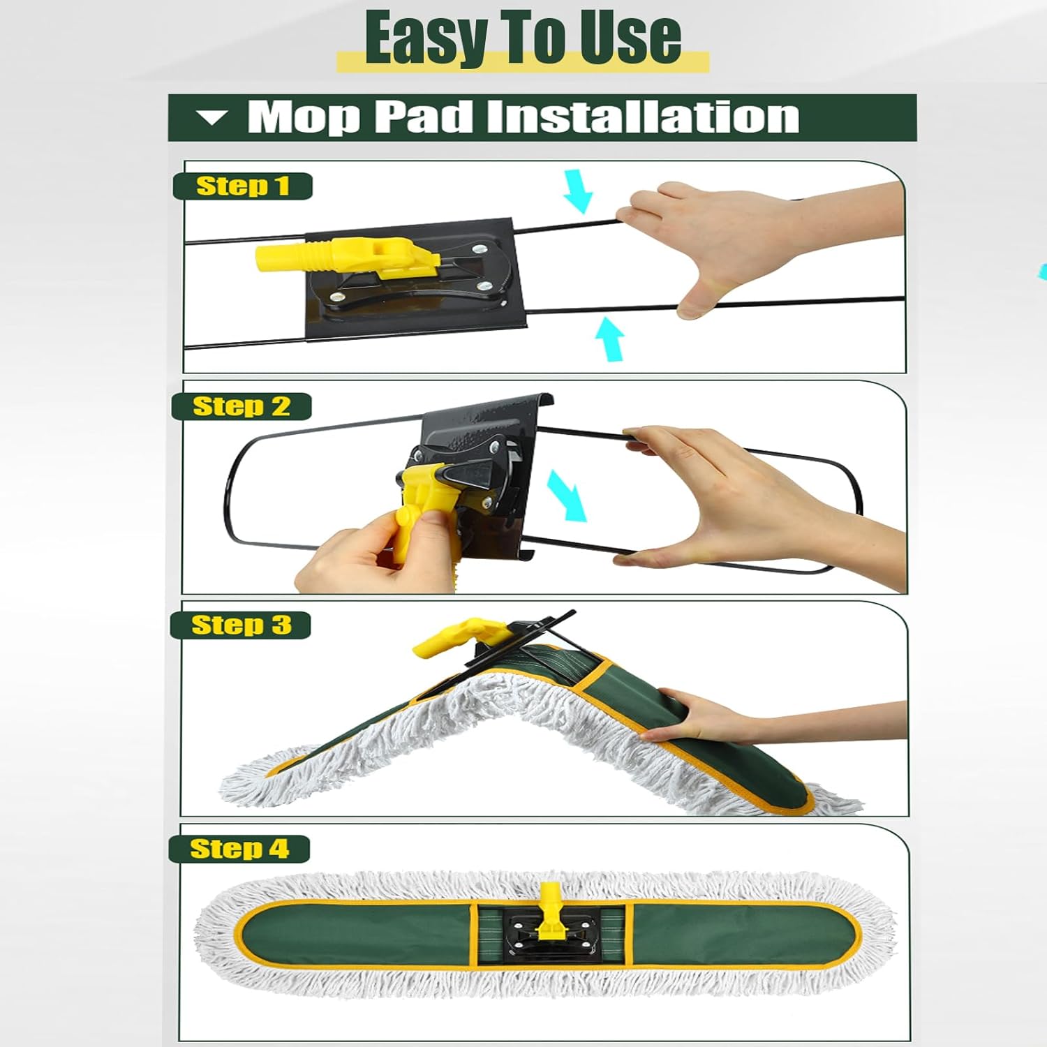 BUVE 36'' Commercial Industrial Dust Mop Replacement Heads, 2 Pack Strength Cotton Mop Refill Pads Washable Fit BUVE Dust Mop B0D1TLKFGT