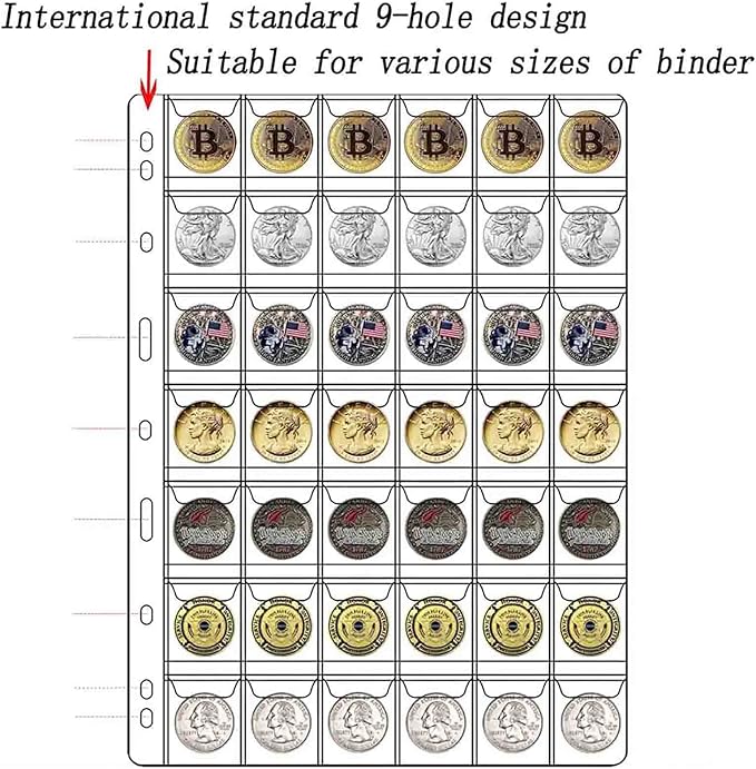 10 Sheets Coin Collection Supplies Pages, Coins Collecting Pocket Page - Image 4
