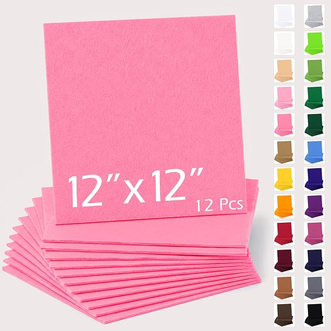 12" x 12" Felt Sheets for Crafts, 2mm Stiff Felt Fabric, Polyester Felt Squares by AblemeDeco