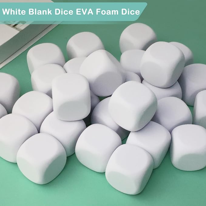 10 PCS White Blank Foam Dice 1.96 Inch EVA Six Sided Dice DIY Craft Supplies - Image 3