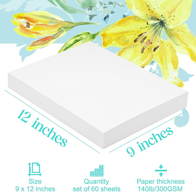 Mixed Media Paper 60 Sheets, 9 X 12 Inches 140 LB/300 GSM Heavyweight Cotton - Image 4