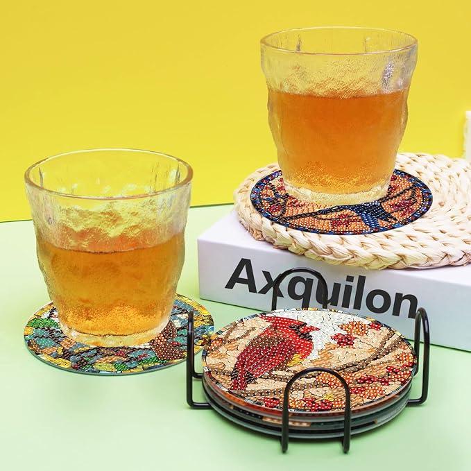 Axquilon 8 Pcs Birds Diamond Art Coasters Kit - Image 5