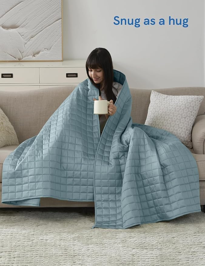 YnM Cooling Weighted Blanket for Adults, 15lbs Heavy Bed Throw for One Person - Image 4