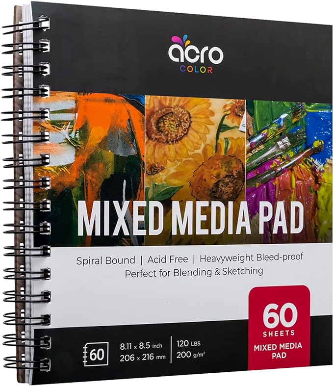 Mixed Media Sketchbook 8.11” x 8.5” | Spiral Bound Sketch Pad - Image 2