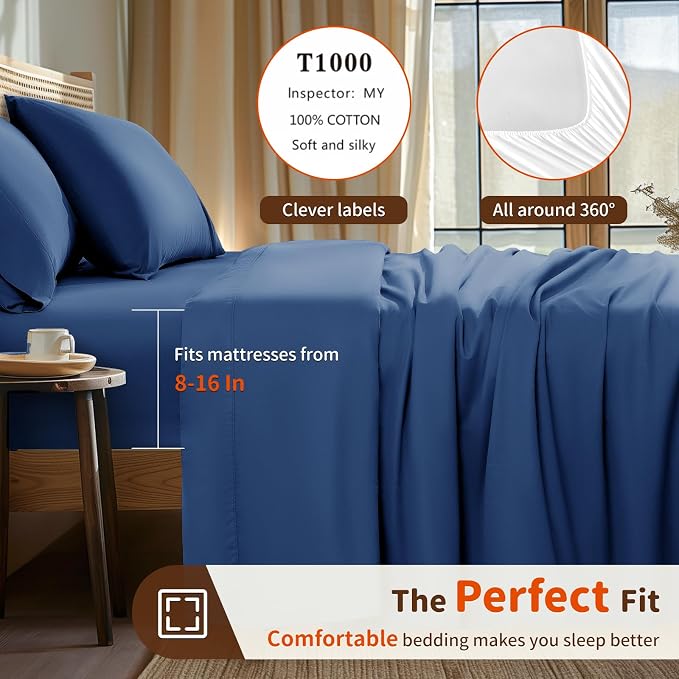 LBRO2M Split King Sheet Sets for Adjustable Bed 1000 Thread Count 100% Egyptian - Image 3