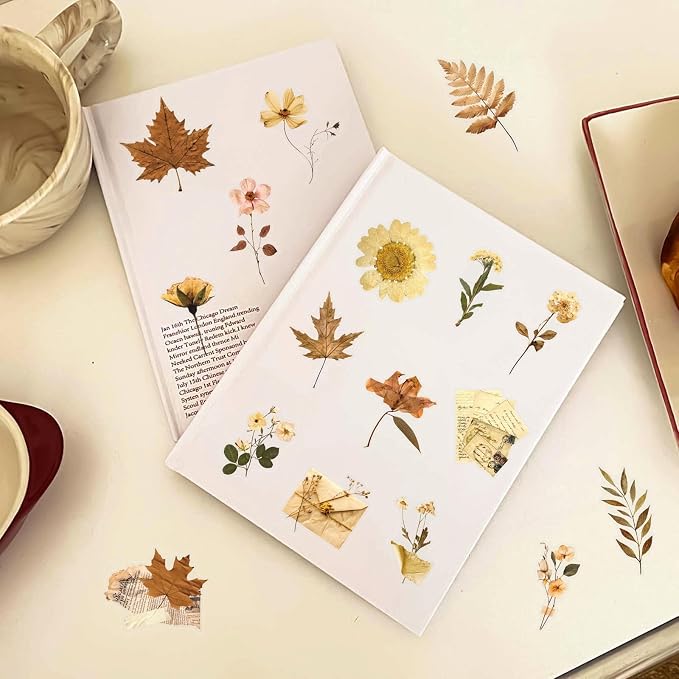 50 Pcs Dried Flower Stickers Aesthetic Autumn PET Transparent Stickers Vintage - Image 5