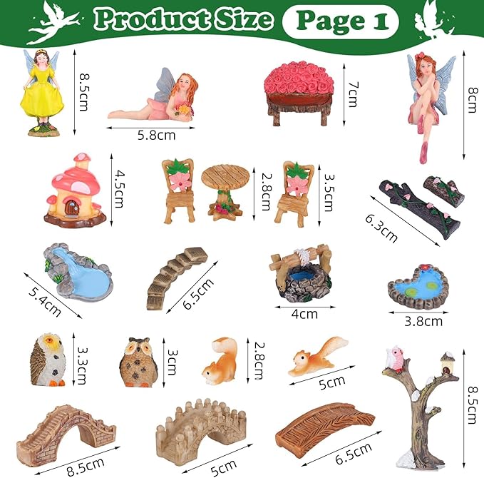 109 Pcs Fairy Garden Accessories Fairy Garden Kit Miniature Fairy Figurines - Image 3