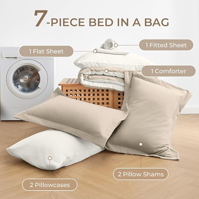 Sasttie California King Comforter Set, 7 Pieces Reversible Cal King Bed in a Bag - Image 6