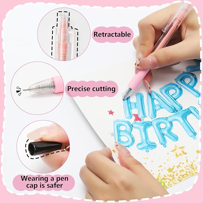 Craft Knife, Kaluofan 12PCS Retractable Pen Knife, Mini DIY Craft Cutting Tools - Image 3