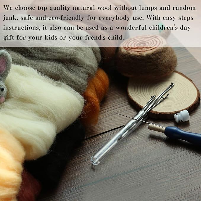 Zlulary Needle Felting Wool, 8 Colors Wool Roving, Needle Felting Supplies - Image 6