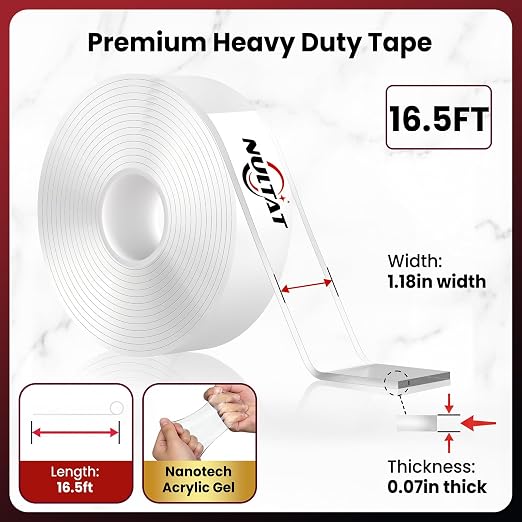 NULTAT Double Sided Tape Heavy Duty, Nano Reusable, Washable Double Stick Tape - Image 2