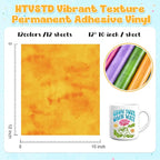Vibrant Texture Permanent Adhesive Vinyl 12 Sheets 12'' x 10'' | Color Texture - Image 2
