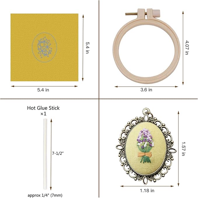 ZOCONE 4 Packs Embroidery Necklace Kits, Embroidery Pendant Kit Mini Cross - Image 3