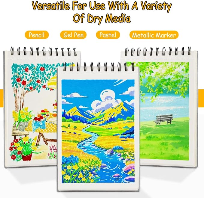8.3x5.8 Sketch Book, Top Spiral Bound Sketch Pad, 60sheets 92lb/150gsm Nature - Image 3