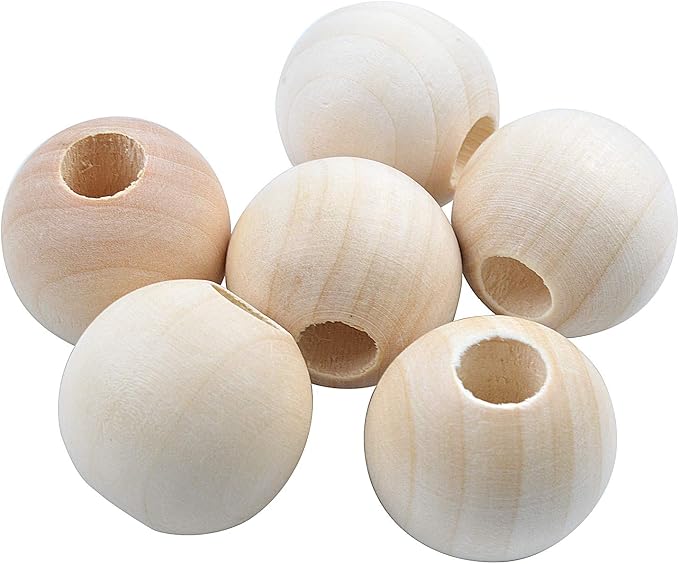Jdesun 25 Pieces Wooden Beads, Natural Round Wood Loose Beads Wood Spacer 30mm - Image 8